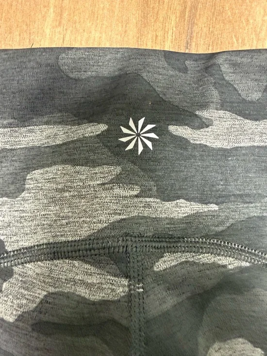 ATHLETA Ultimate Stash Pocket Gray & Black Camo 7/8 Tights Size Medium - Picture 12 of 14